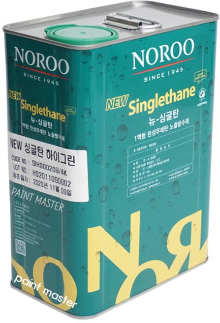노루페인트 옥상방수 우레탄페인트 싱글탄 중도1액형 4kg, 녹색, 1개
