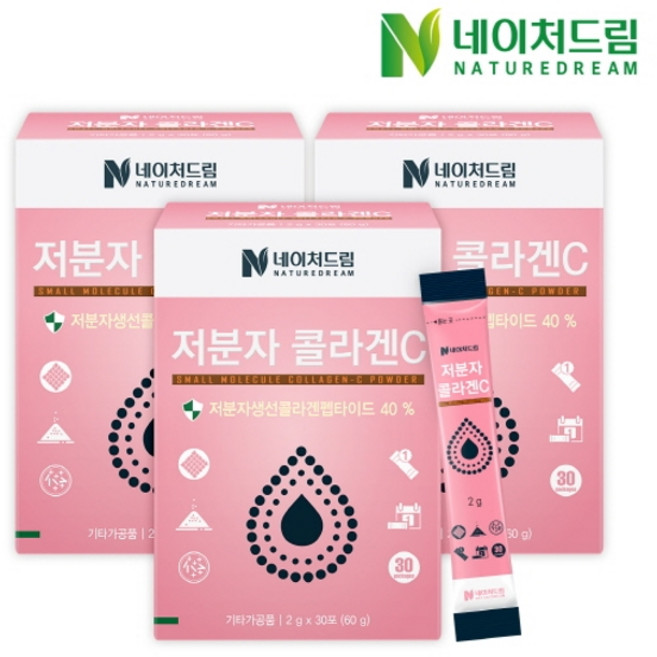네이처드림 저분자 콜라겐C 2g x 30포 3박스, 60g, 3개