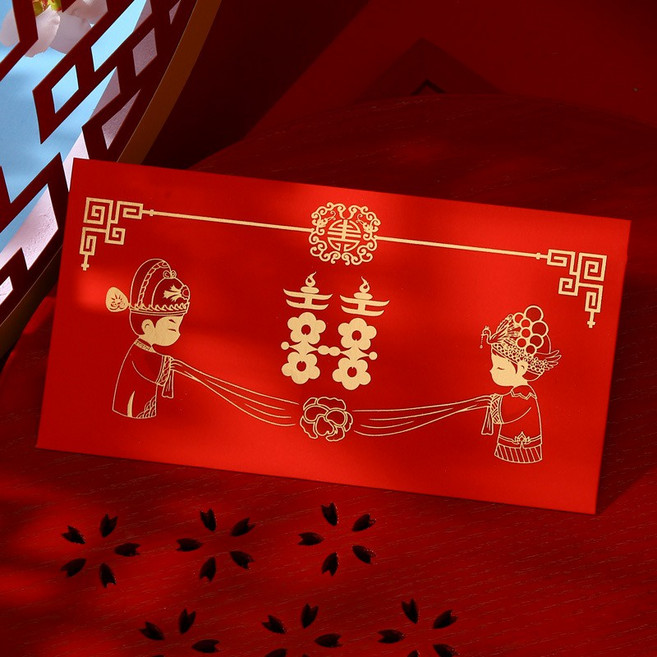 古風橫款 創意燙金 婚禮紅包袋 【HP10】, 1個, 10.囍-新郎新娘
