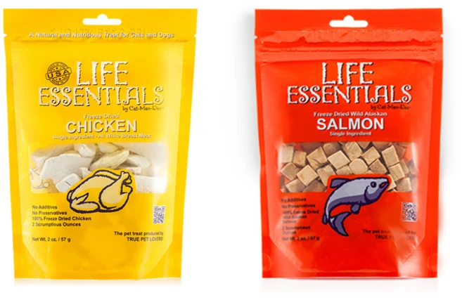 고양이 간식 캣만두 라이프 에센셜 57g 치킨 연어 2종 콤보 각1개 동결건조 트릿, 1세트, 치킨&연어 콤보 - 쿠팡