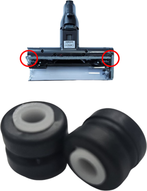 비스포크 제트 브러쉬 헤드 교체용 좌우 사이드 고무 바퀴 휠 롤러 VCA-SABA95 SABA95A SABB95, 1세트, 제트 사이드 롤러 구형