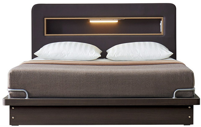 PU헤드 고급 LED평상형침대 핸드폰 충전 콘센트 내장, 리오.(그레이), 더블, 컴포트.유로탑 그레이 호텔매트리스