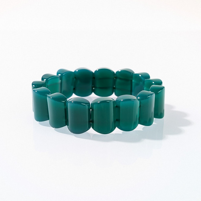 杰鴻 綠瑪瑙弧形手排 寶石珠珠DIY手工材料, 1個, 18X25MM
