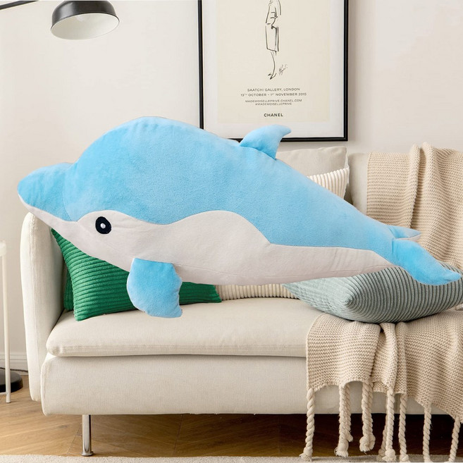 돌고래 인형쿠션, 1개, 블루, 80cm