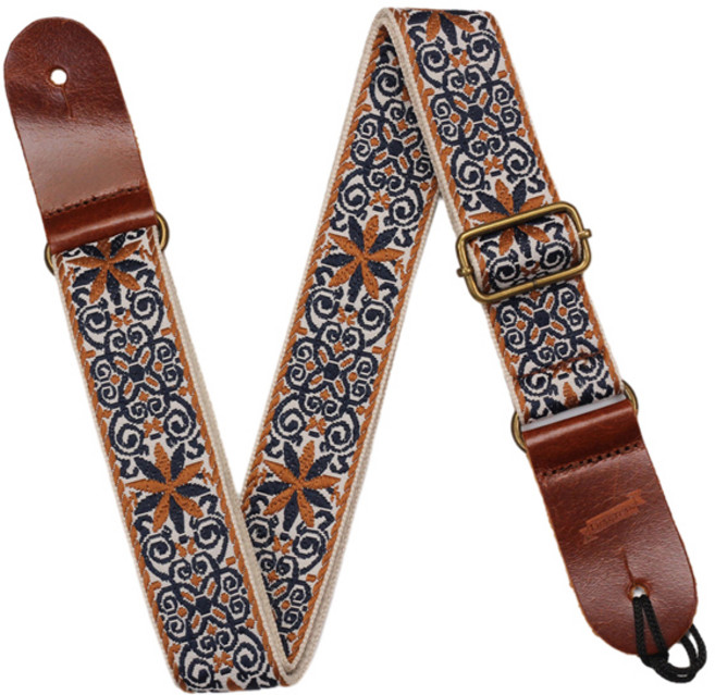 직조 기타 스트랩 자수 패턴 빈티지 꽃 기타 스트랩 클래식 만돌린 밴조에 대한 조정 가능한 민족 스타일, [02] Style A, 1개