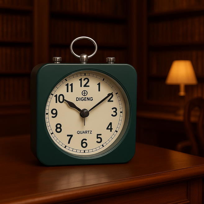 댓츠댓 인테리어 무소음 알람 미니탁상시계, 올리브 그린