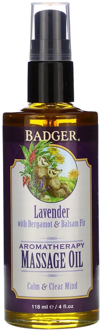 Badger Company 아로마테라피 마사지 오일 라벤더 베르가모트 발삼 함유 118m 2팩, 1개, 118ml - 쿠팡