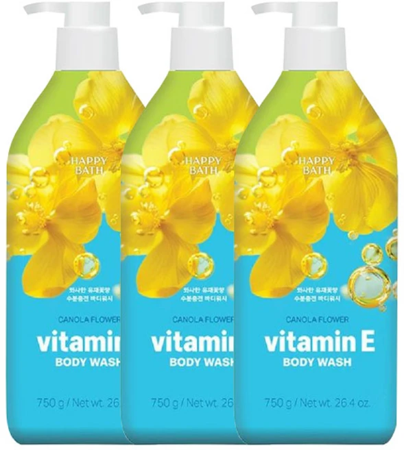 해피바스 유채꽃 비타민D 바디워시, 3개, 750g - 쿠팡