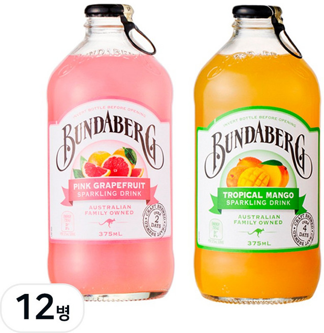 분다버그 2종 믹스팩 (핑크자몽 8병 망고 4병), 12개, 375ml