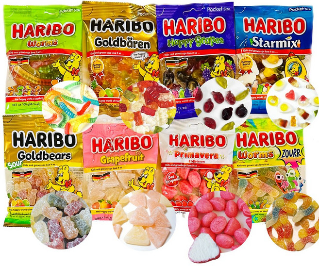 하리보/트롤리 인기젤리 맛믹스꾸러미1, 100g, 8개