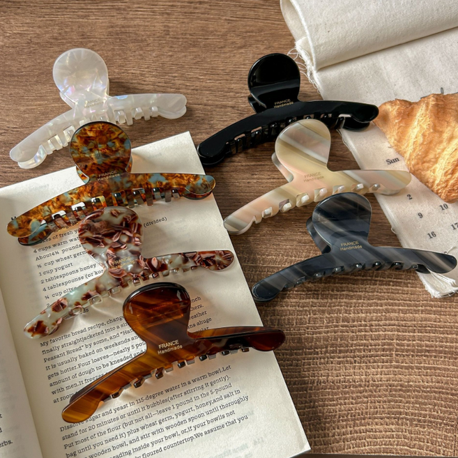 1+1 11.5cm 빅사이즈 셀룰로오스 고급 마블 여성 헤어집게핀