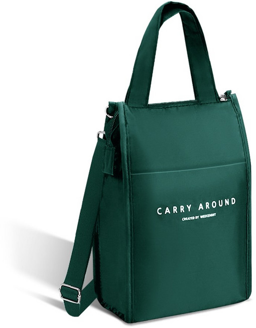 BUZOO 작은 사이즈 토트 크로스 보냉가방 휴대용 보온백 도시락 가방 보냉가방, 녹색, 1개