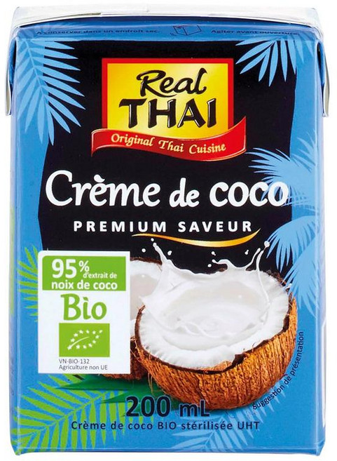 REAL THAI 코코넛크림 95% Organic Coconut Cream 95% without additives REAL THAI, 4개, 200ml