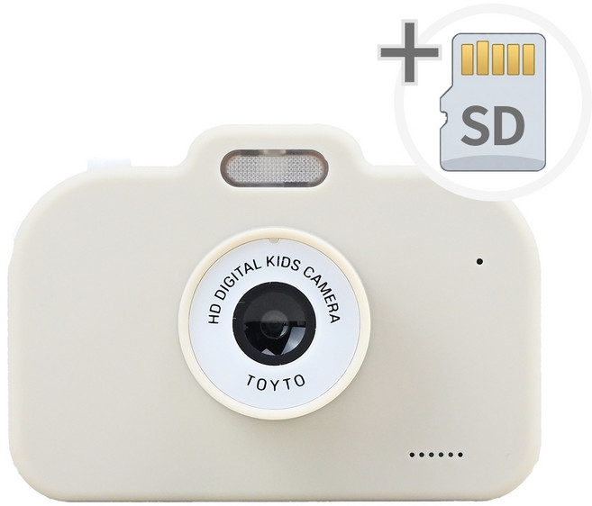 토이토 4세대 어린이 미니 토이 디지털 카메라 키즈 C타입 SD카드, 1개, 크림