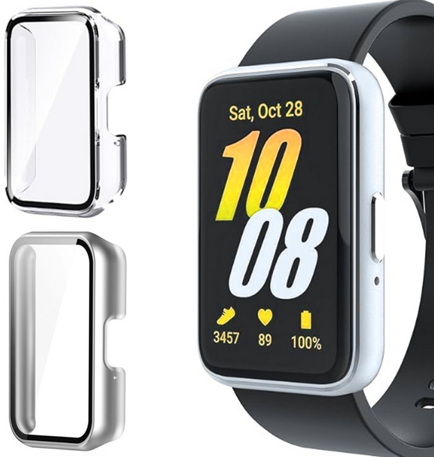 아이비온 갤럭시핏3 풀커버 보호 케이스 2개입, 클리어 + 실버