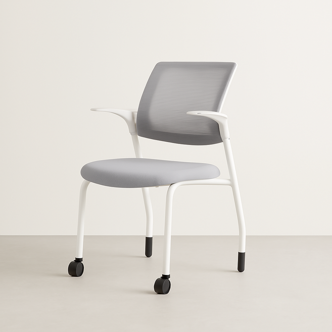 딥워크 서울대의자 컴퓨터의자 사무용 사무실 게이밍 공부 학생 책상 의자, 고정형 등판, 앞 바퀴 + 뒷 고정발, 화이트그레이