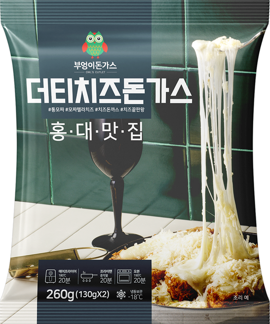 부엉이돈가스 더티치즈돈가스 1040g 에어프라이어 가능 홍대 튀겨나온돈까스, 260g, 4개