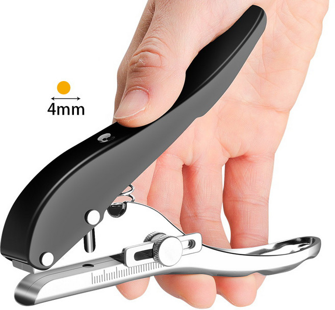 ID 카드 펀칭기 타공기 문서 제본천공기 가죽 타공펀치 종이 포토카드 pvc 구멍뚫는기계 1공 행탱 옷택 의류택 펀치기, 1개, 4mm