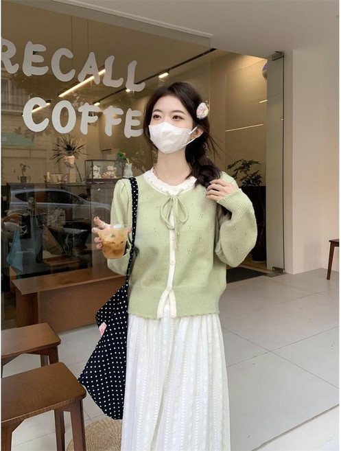 해피유통 여성 간절기 기작녀 청순핏 펀칭 하이엔드 편안한 니트 가디건lmy