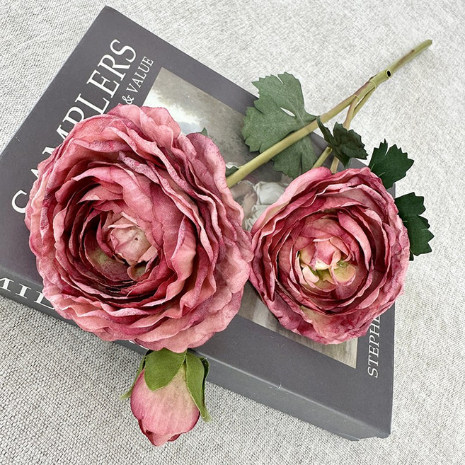 廠家直售3頭天山雪蓮仿真花家居花藝擺件民宿酒店裝飾婚慶手捧花, 1件, 豆沙:1個