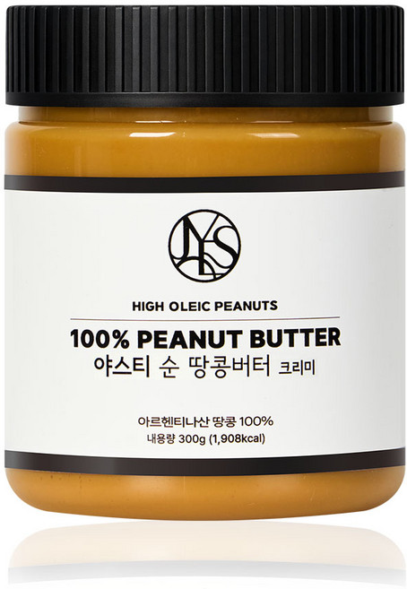 야스티 순 땅콩버터 크리미 100% 무첨가, 300g, 1개
