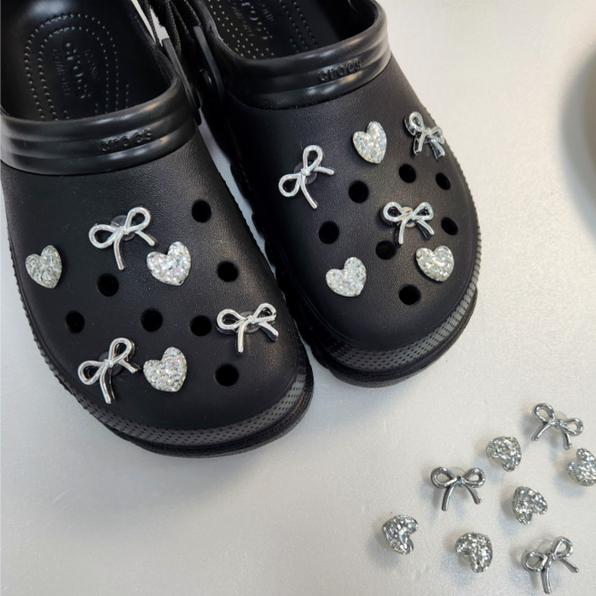 엘제이플 실버 쁘띠 리본 하트 파츠 세트