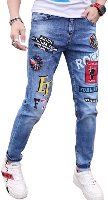 남자 빅사이즈 청바지 슬림핏 자수 데님 팬츠 Men's jeans
