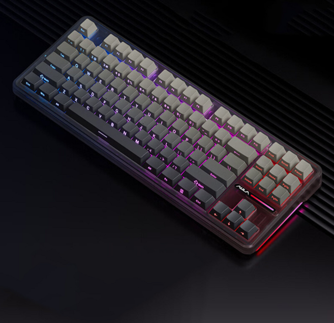 AULA 타란튤라 F87/F87PRO독거미 키보드 가스켓구조 기계식키보드, 골드축, F87 Pro, 다크그레이 측각인