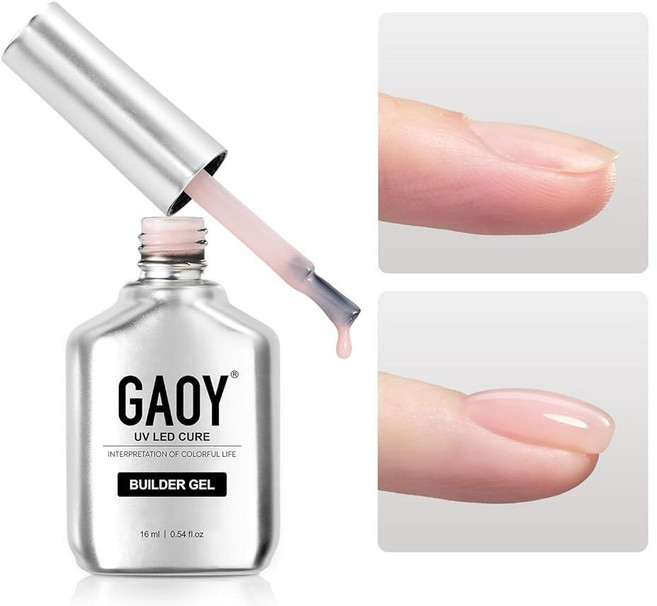 GAOY 클리어 빌더 젤 네일 16ml 네일 강화제 병 익스텐션 하드 젤 오래 지속되는 자외선 경화제 흡수 베이스 코트 탑 필요, 16ml Crystal Pink, 16ml 크리스탈 핑크