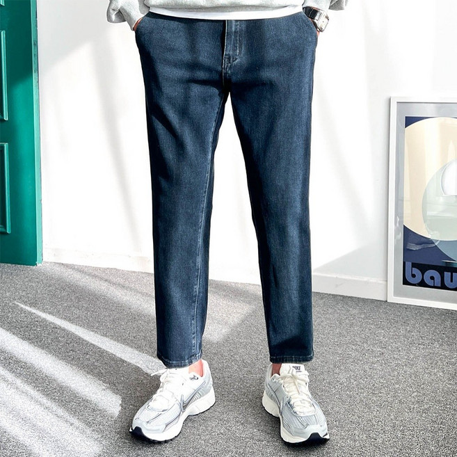 놈시크 28-40 남자 청바지 시크릿밴딩 스판 테이퍼드핏 블랙진 빅사이즈