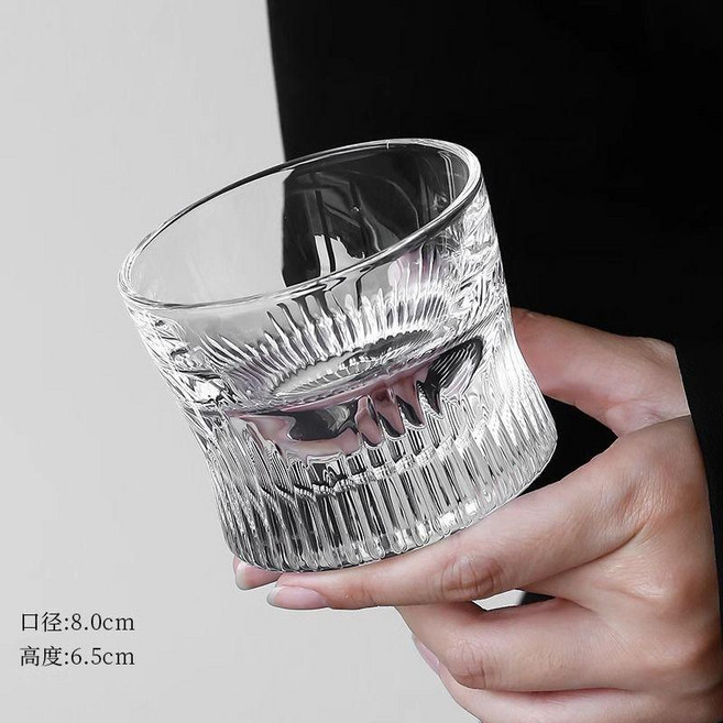 威士忌酒杯 水晶玻璃威士忌酒杯 中古茶杯咖啡杯, 1只, 條紋款 細腰杯120ml 1只