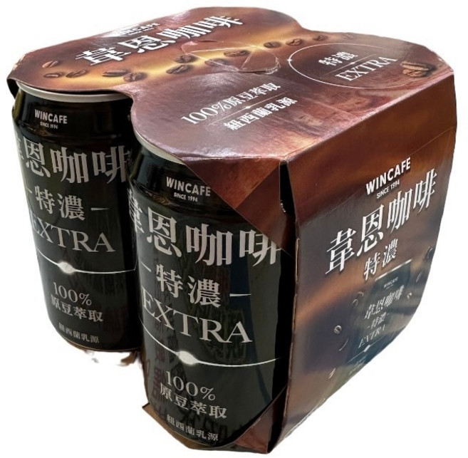韋恩咖啡 特濃 EXTRA 100% 原豆萃取, 1個, 4罐,超取/店到店上限共12罐