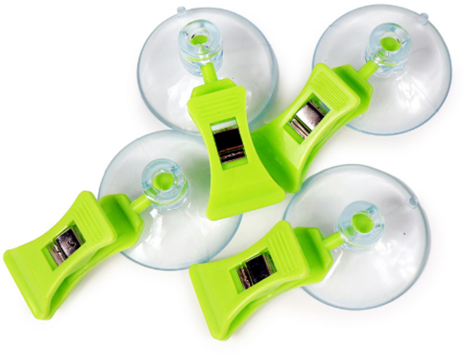 4p 뽁뽁이 흡착 집게 고리 행거 욕실 거울부착용 소품걸이