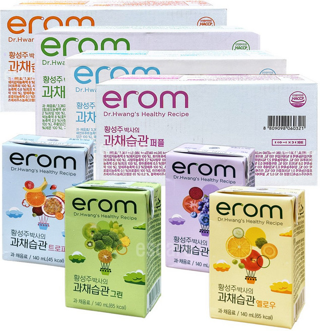 이롬 황성주박사의 과채습관 옐로우 그린 퍼플 트로피컬 (24팩) x 4박스, 96개, 140ml