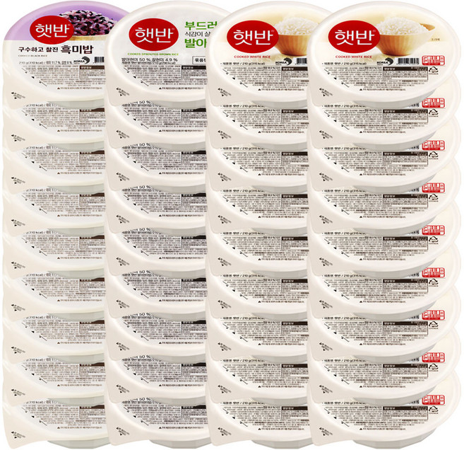 cj 햇반 200g 18개+발아현미 9개+흑미밥 9개(총36)