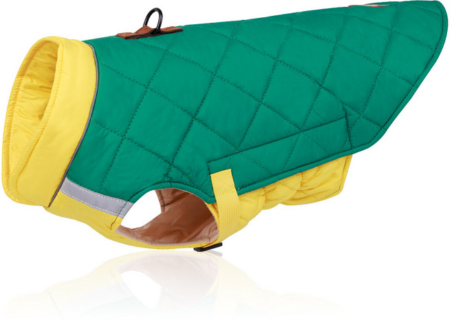 강아지 벨크로 래핑발열 하네스 패딩 중형견 대형견 패딩 조끼 겨울옷, 옐로우그린, 1개