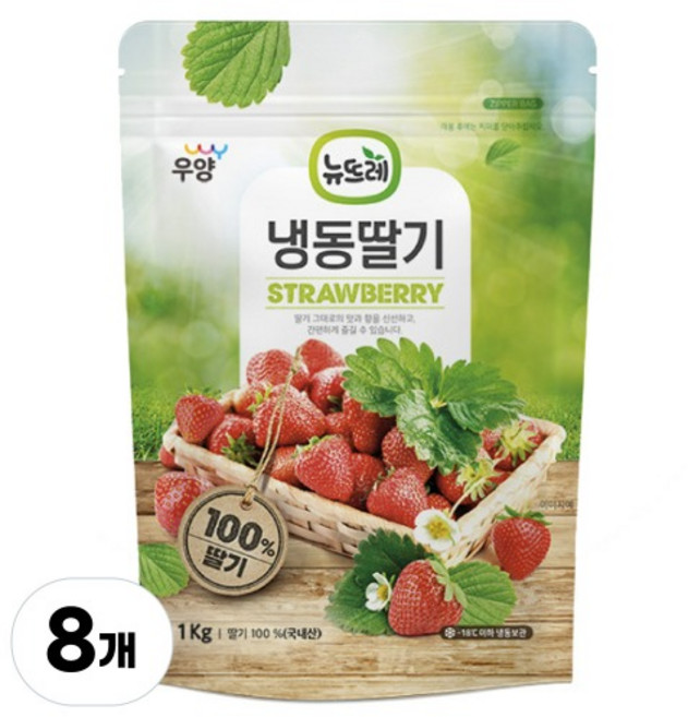 뉴뜨레 국산 냉동딸기 8kg (1kgX8개), 8개