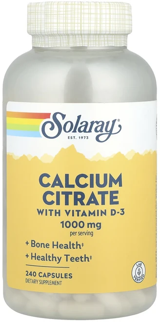 Solaray 비타민D3 함유 구연산 칼슘 캡슐 240정, Solaray비타민D3함유구연산칼슘캡슐240정, 1개 - 쿠팡