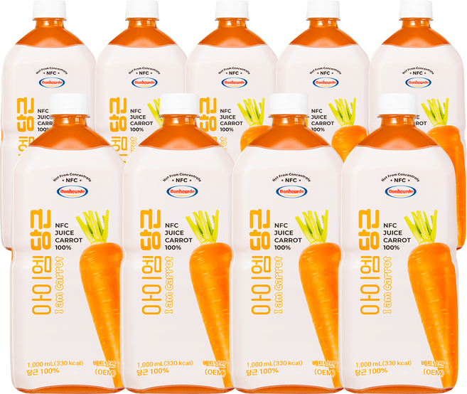 100% NFC 착즙 보넬드 아이엠 당근 주스 즙, 1L, 9개