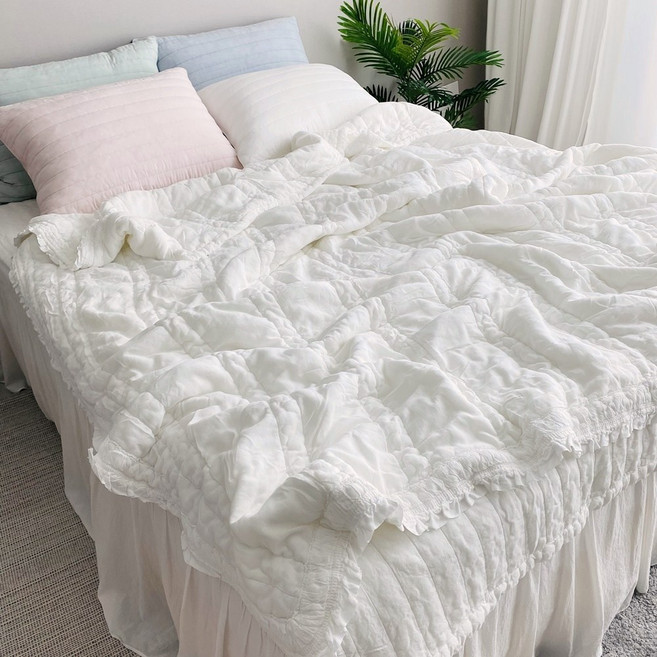 (세탁망 증정) 송화침장 특허받은 레이스 모달 스프레드 부드러운 모달 베드스프레드, 핑크 (세탁망 증정)