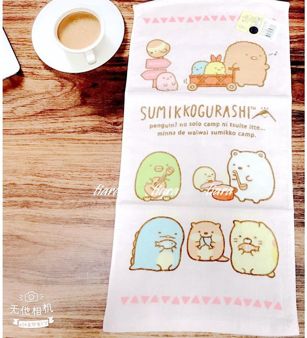 Sumikkogurashi 角落生物 紗布童巾, 1個, 紗布露營篇 - 粉