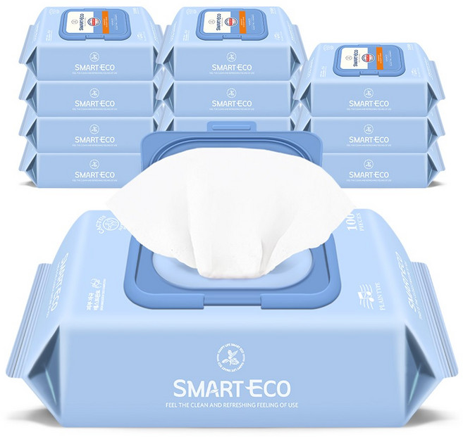 스마트에코 비바체 100매 12팩 캡형 아기물티슈, 43g, 12개입, 1세트