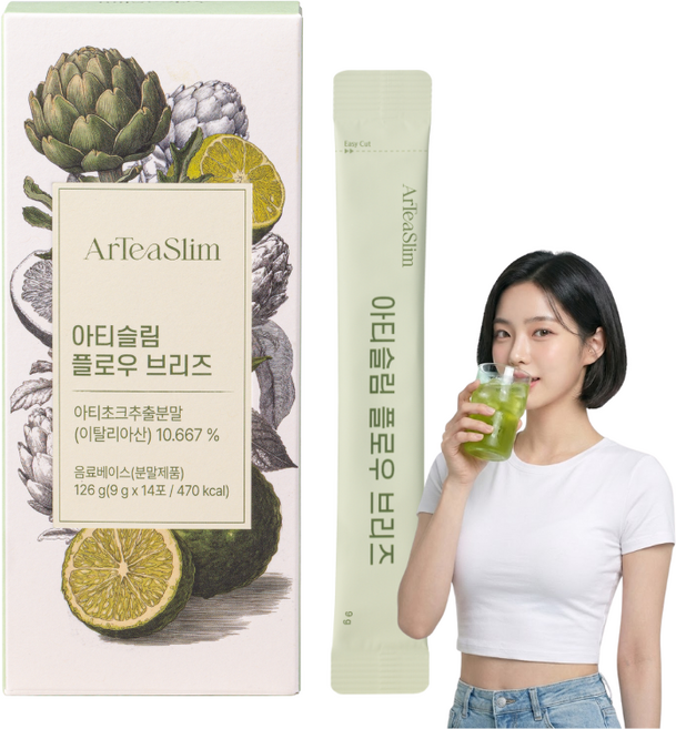 아티슬림 플로우 브리즈 베르가못향 아티초크 소화 간 클렌즈, 1개, 14회분