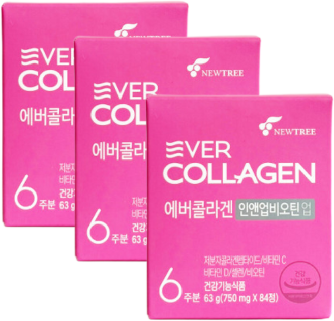 뉴트리 에버콜라겐 인앤업비오틴 업750mg, 3박스, 84정