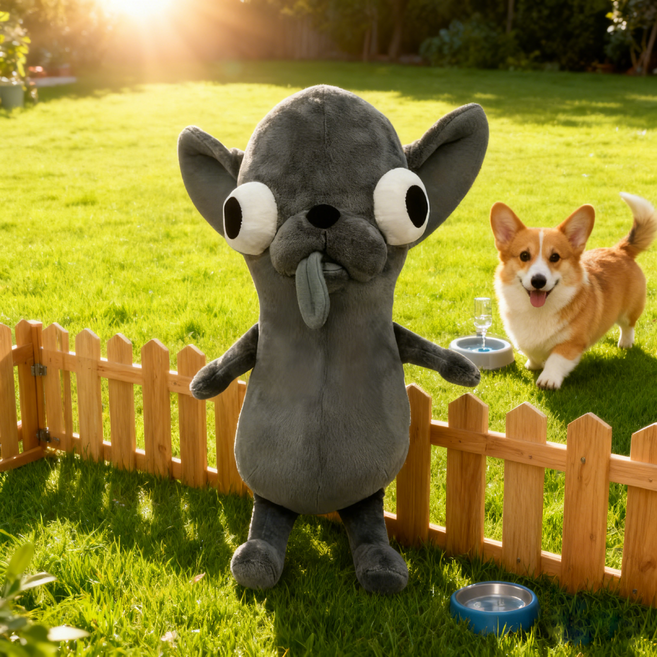 큰 눈과 털귀가 달린 치와와 봉제 인형 - 부드러운 봉제 인형 표현력 있는 눈과 귀의 튼튼한 봉제 동물 크리스마스 생일 선물 장난기 많은 디자인 고품격 소재, 1개, Black