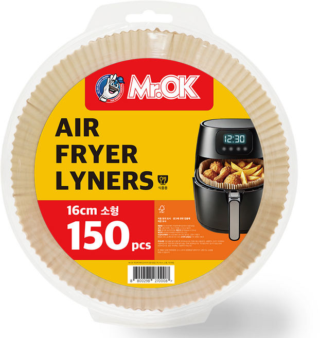 미스터오케이 에어프라이어 종이호일, 16cm, 150개입, 1개