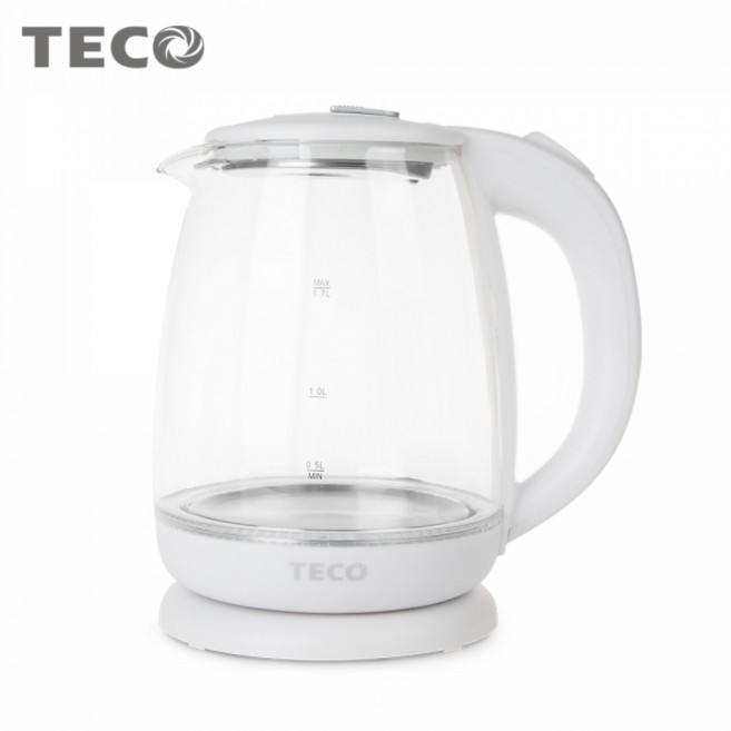 TECO 東元 1.7L 玻璃快煮壺 耐高溫硼矽玻璃壺身與LED藍光加熱指示燈, XYFYK1514