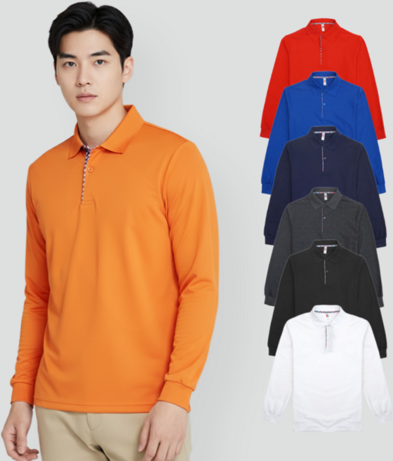 긴팔 프렌치카라 통기성 남녀공용 카라넥 티셔츠