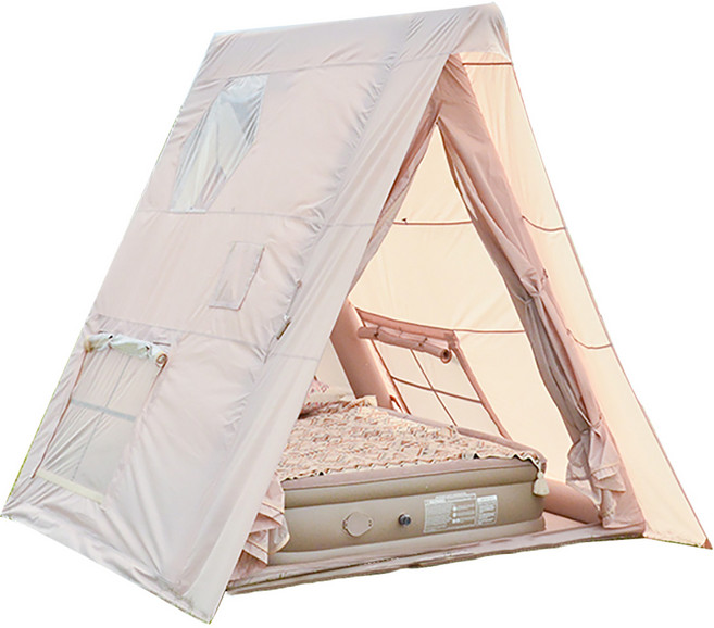 에어텐트 캠핑텐트 에어텐트 1-2인용 피라미드 럭셔리 텐트, 베이지색