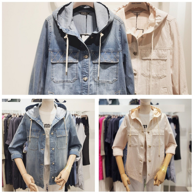 올리비아로렌 캐주얼한 일체형 후드 8부 소매 데님 자켓 청자켓 nc청주점 vvbmj4m3361 3362